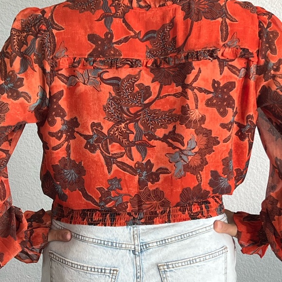 Rachel Zoe Orange and Black Floral Blouse - Picture 2 of 7